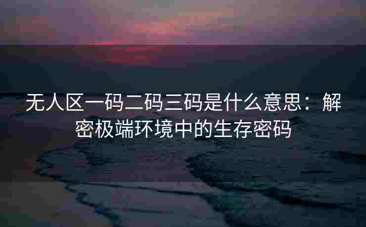 无人区一码二码三码是什么意思：解密极端环境中的生存密码